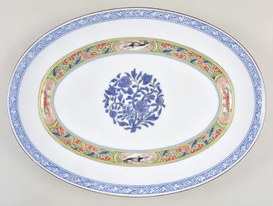 Kan Sou (White Background) 16" Oval Serving Platter by Puiforcat-1