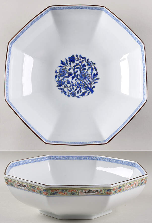 Kan Sou (White Background) 9" Octagonal Serving Bowl by Puiforcat-1