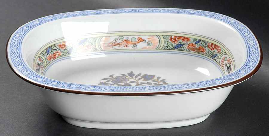 Kan Sou (White Background) 9" Oval Vegetable Bowl by Puiforcat-1