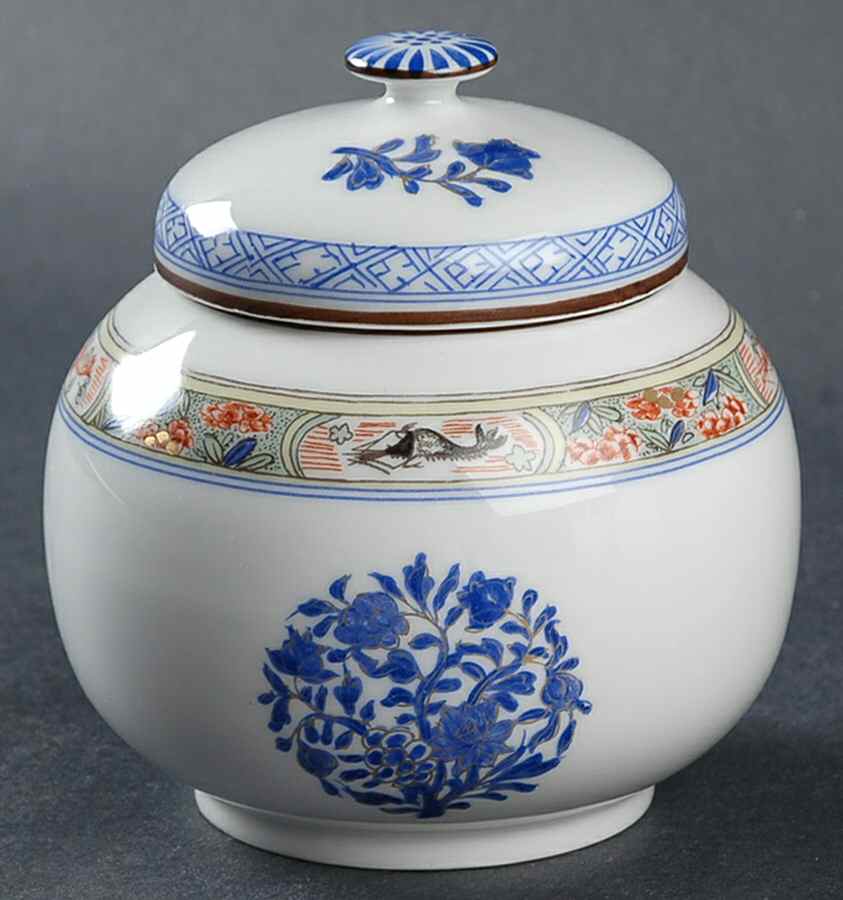 Kan Sou (White Background) Sugar Bowl & Lid by Puiforcat-1