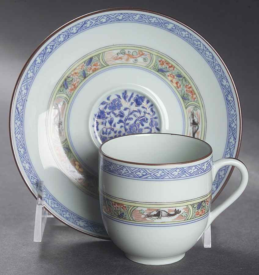 Kan Sou (Celadon Background) Flat Demitasse Cup & Saucer Set by Puiforcat-1