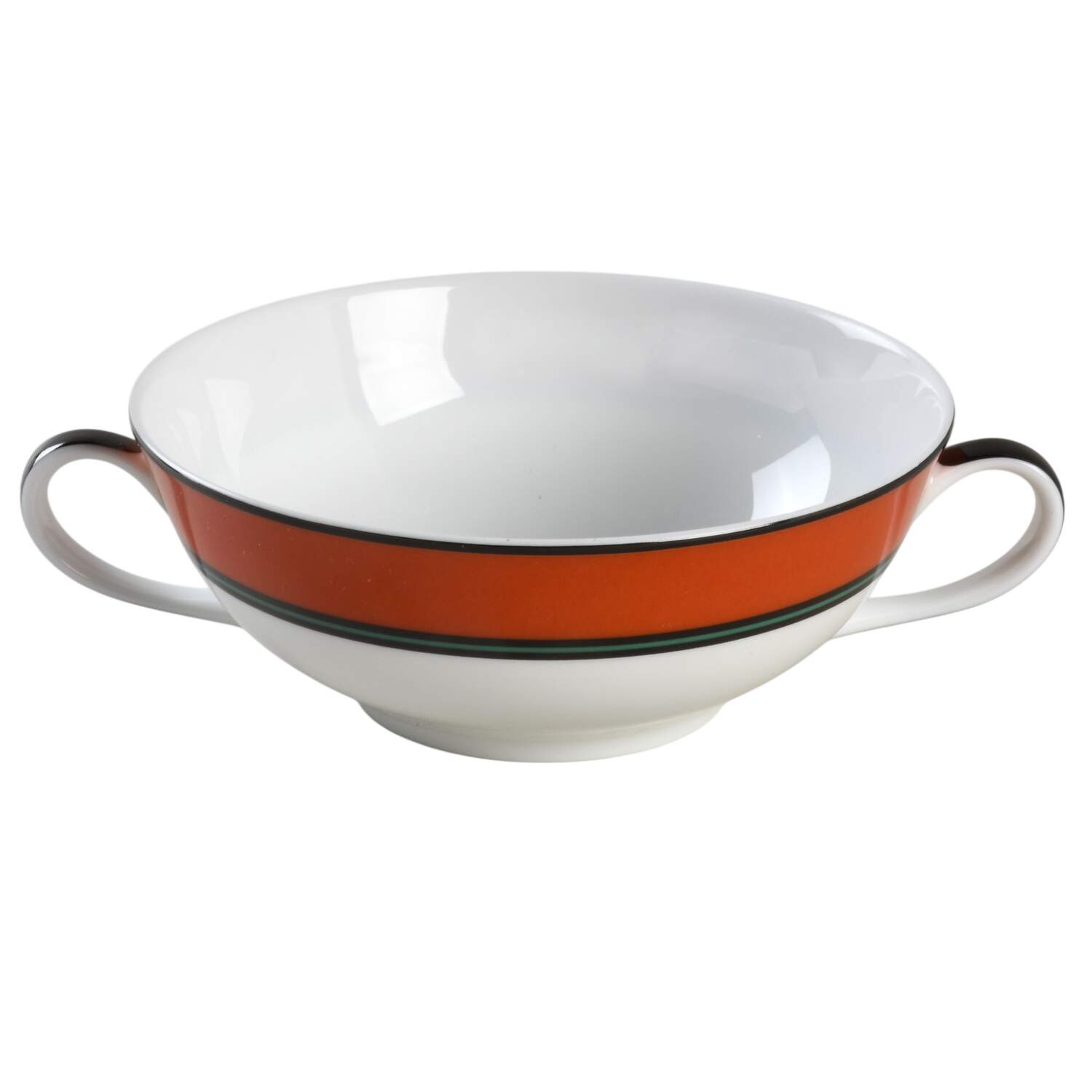 Pompei Red Flat Cream Soup Bowl by Puiforcat-1