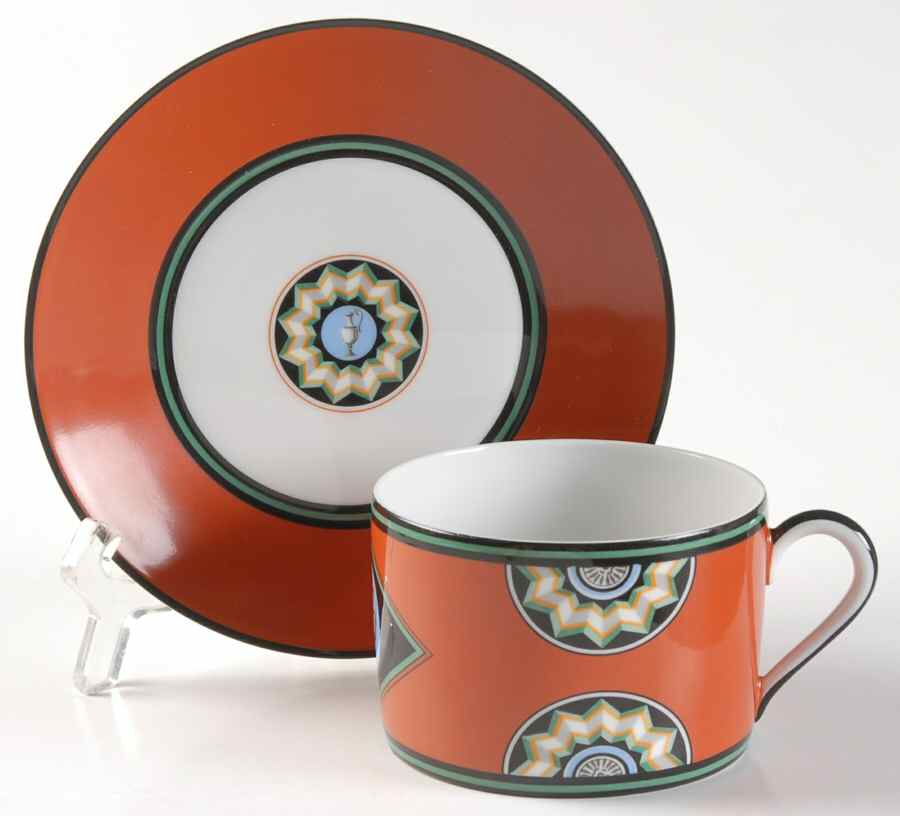 Pompei Red Flat Cup & Saucer Set by Puiforcat-1
