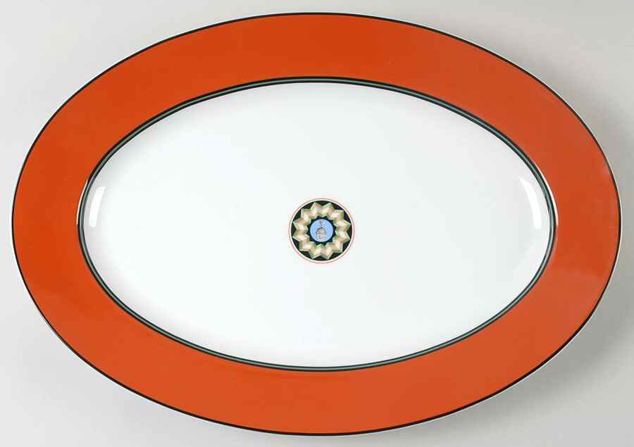 Pompei Red 14" Oval Serving Platter by Puiforcat-1