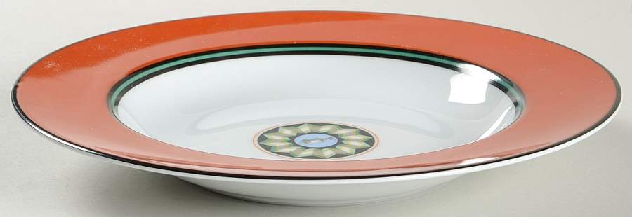 Pompei Red Large Rim Soup Bowl by Puiforcat-1