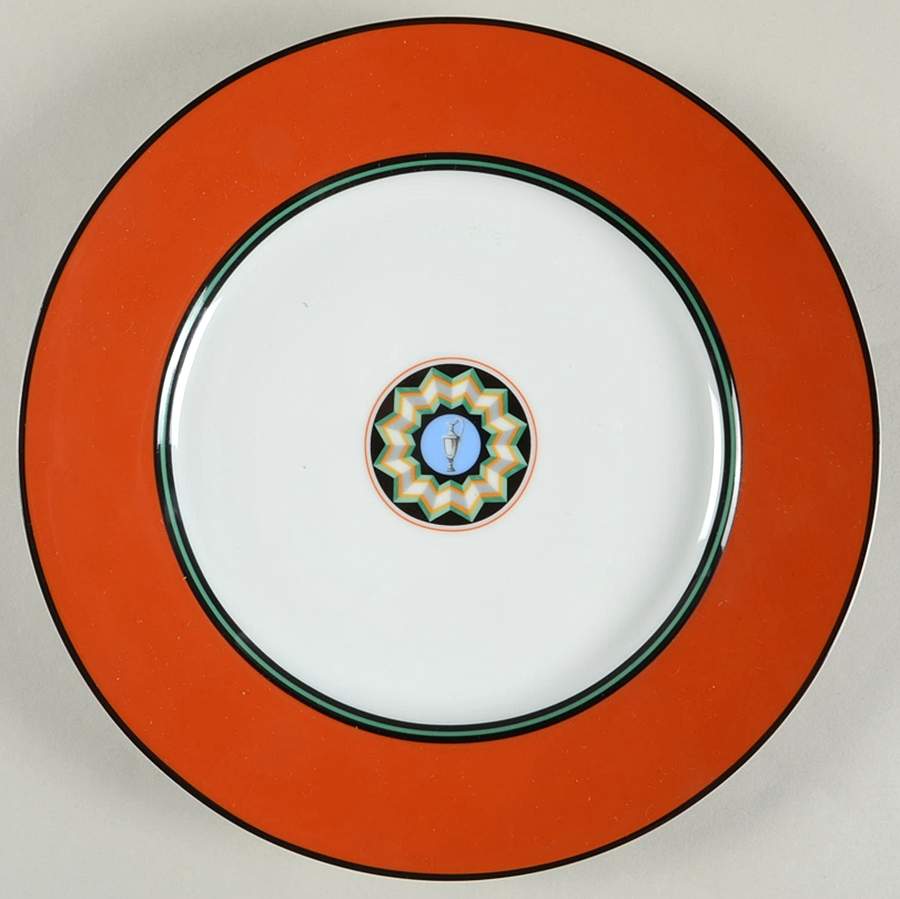 Pompei Red Luncheon Plate by Puiforcat-1