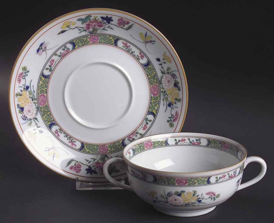 Tung Hai Footed Cream Soup Bowl & Saucer Set by Puiforcat-1