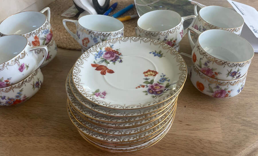 5046 Footed Cup & Saucer Set by Pfeiffer & Lowenstein-1
