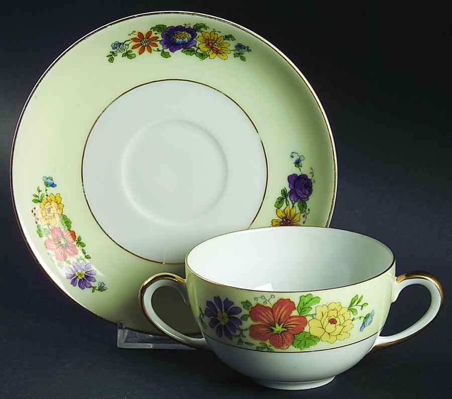 Princess Flat Bouillon Cup & Saucer by Porcelain Union-1