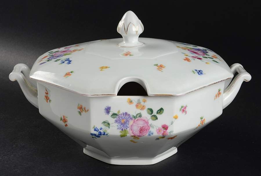 3220 Octagonal Tureen & Lid by Porcelain Union-1