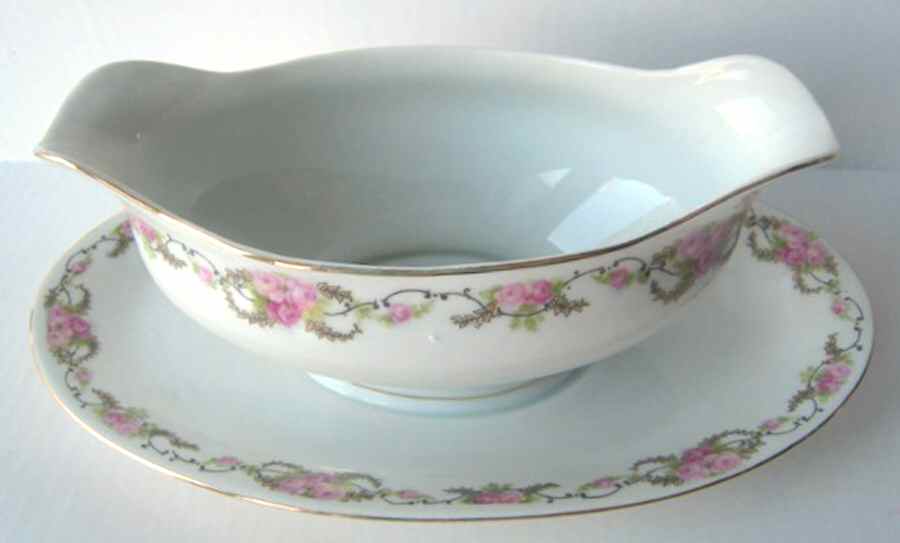 1820 Gravy Boat with Attached Underplate by Porcelain Union-1