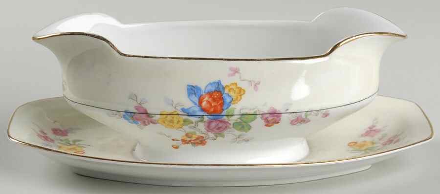 PUN3 Gravy Boat with Attached Underplate by Porcelain Union-1