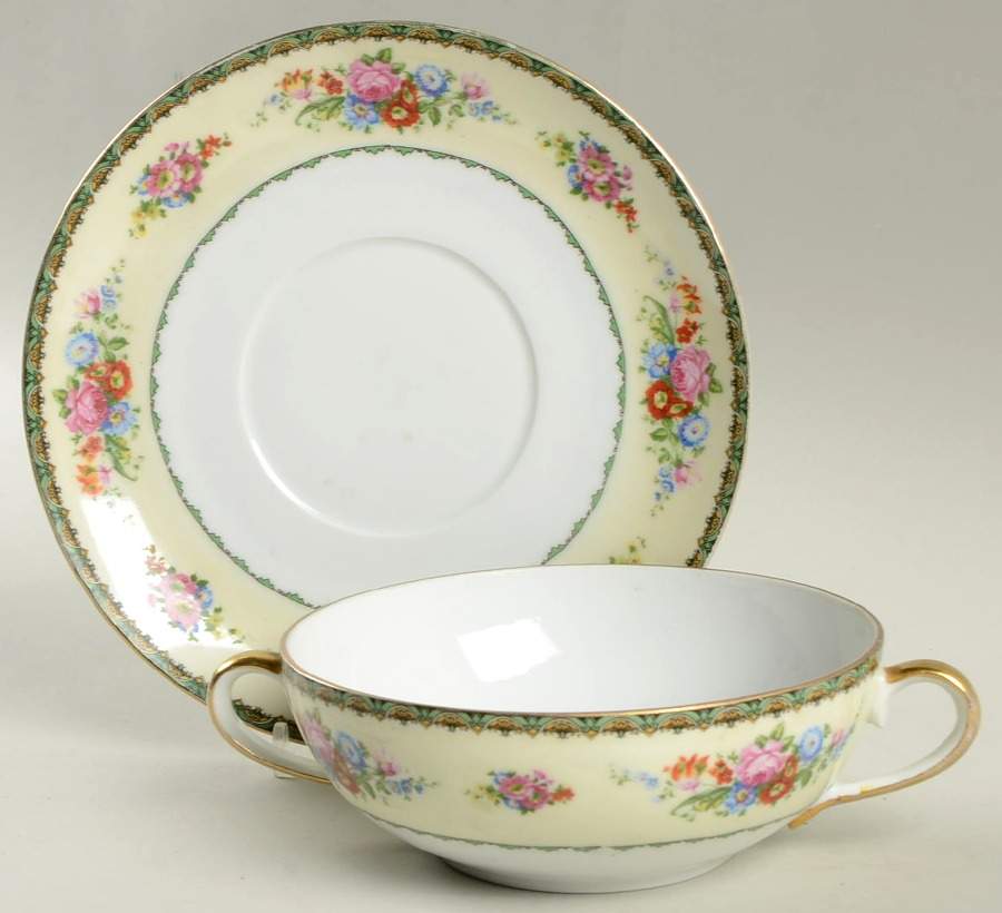 PUN9 Flat Cream Soup Bowl & Saucer Set by Porcelain Union-1