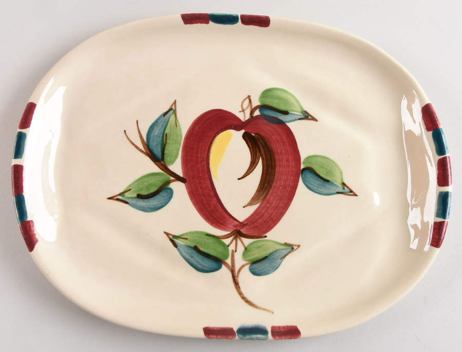 Apple 12" Oval Serving Platter with Well by Purinton-1