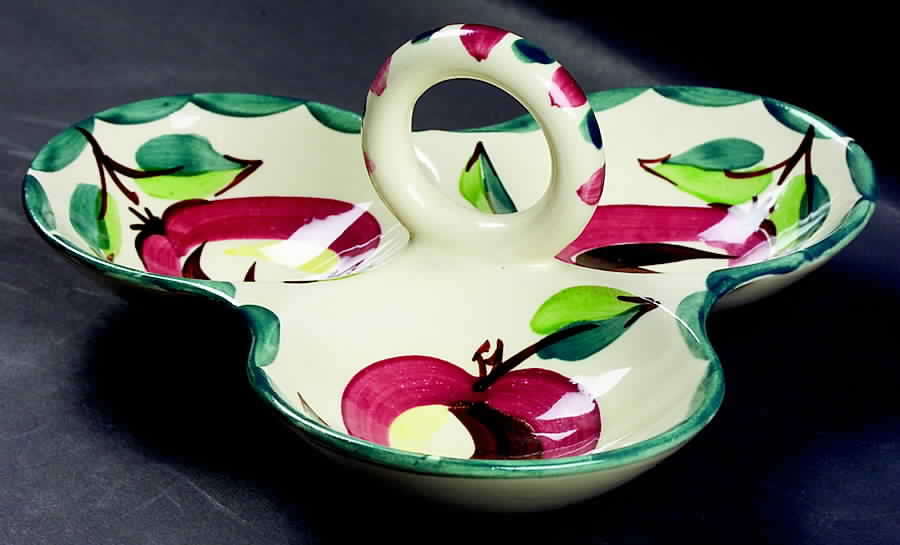 Apple 3-Part Relish with Center Ceramic Handle by Purinton-1