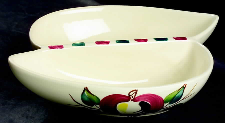 Apple 9" Oval Divided Vegetable Bowl by Purinton-1