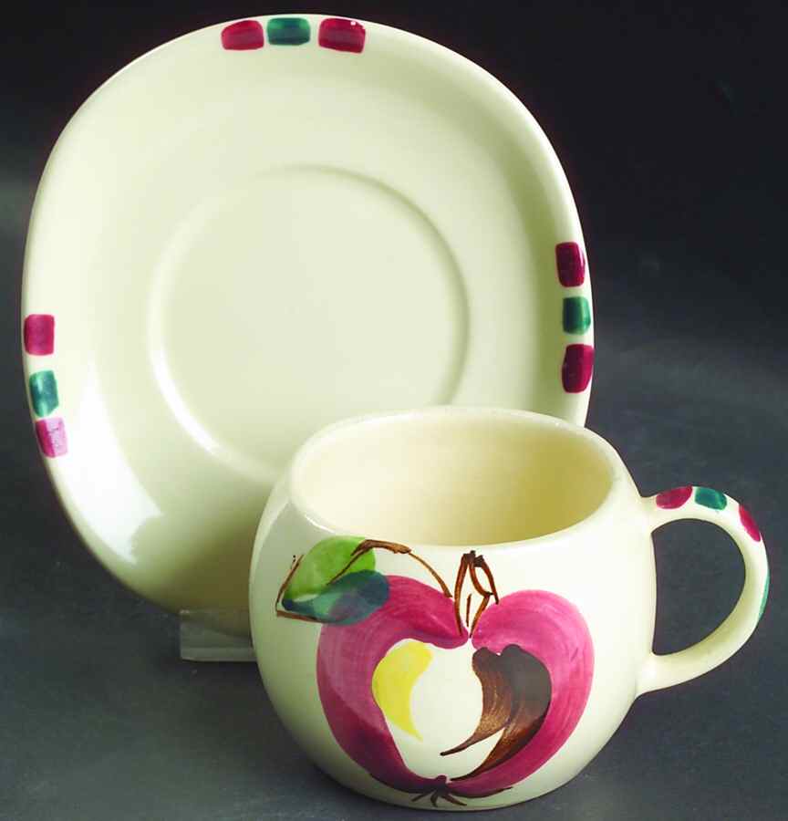 Apple Flat Cup & Saucer Set by Purinton-1
