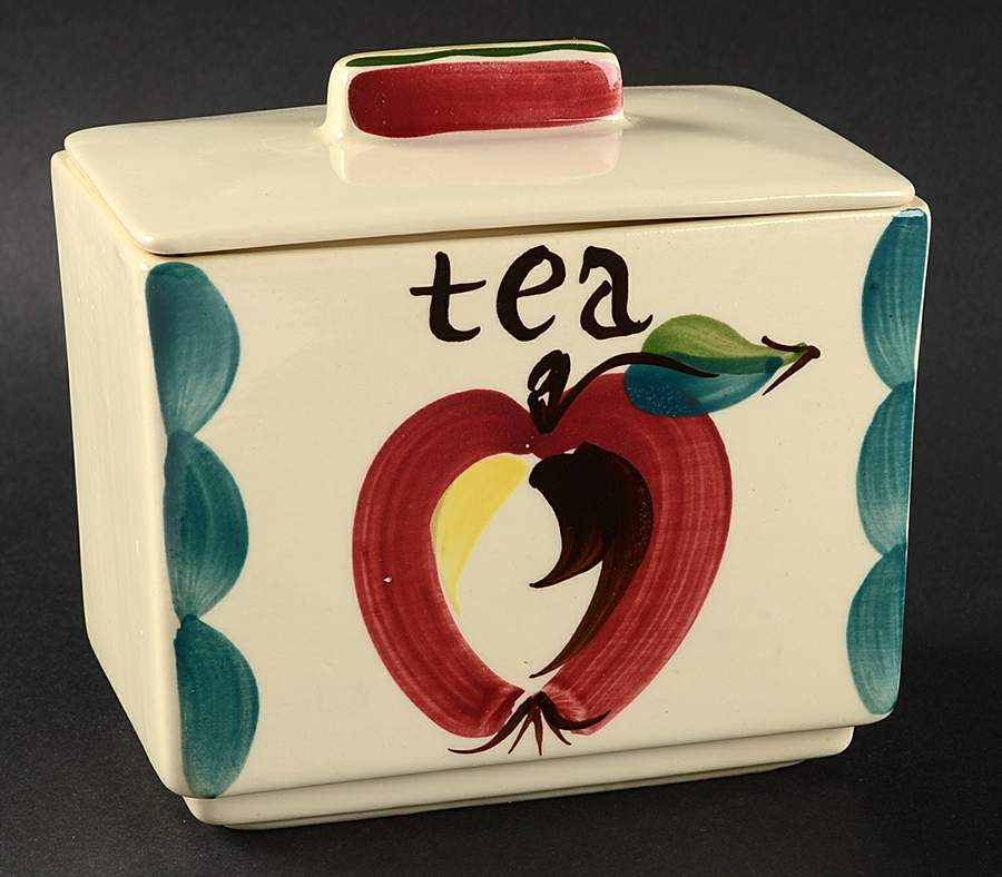 Apple Square Tea Canister & Lid by Purinton-1