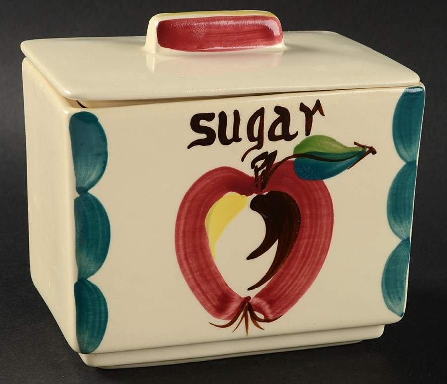 Apple Square Sugar Canister & Lid by Purinton-1