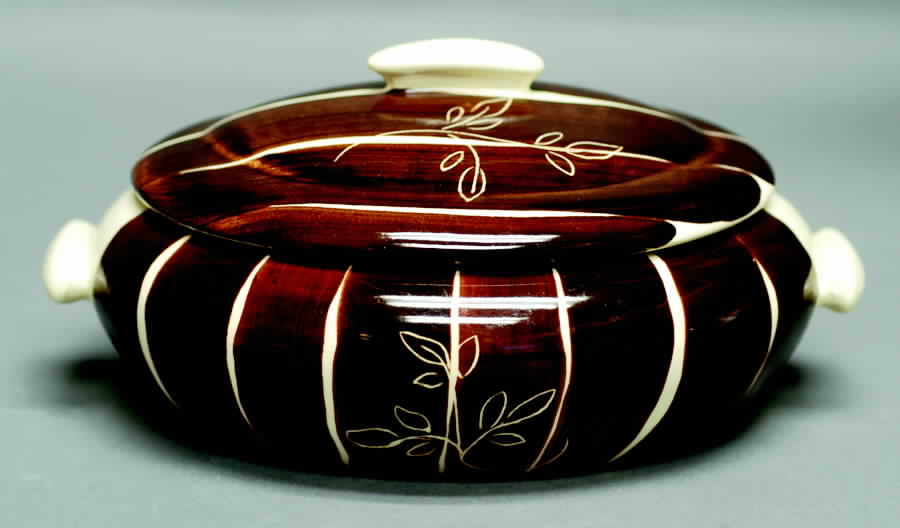 Intaglio Brown Oval Covered Vegetable by Purinton-1