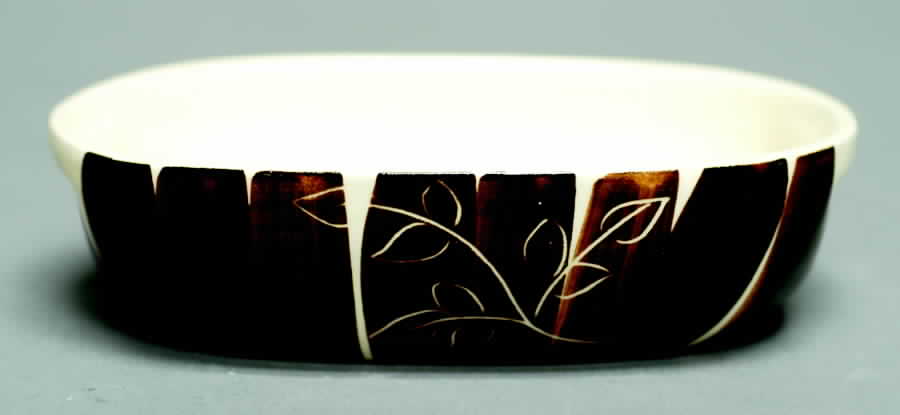 Intaglio Brown Pickle Dish by Purinton-1