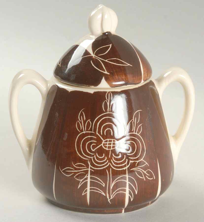 Intaglio Brown Sugar Bowl & Lid by Purinton-1