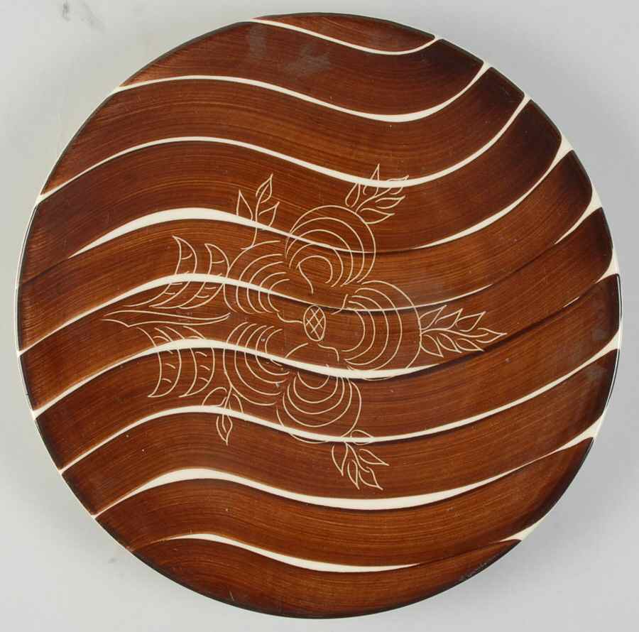 Intaglio Brown 11" Chop Plate (Round Platter) by Purinton-1