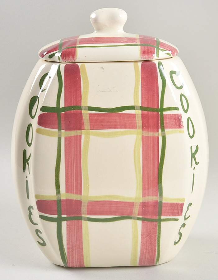 Normandy Plaid Cookie Jar & Lid by Purinton-1