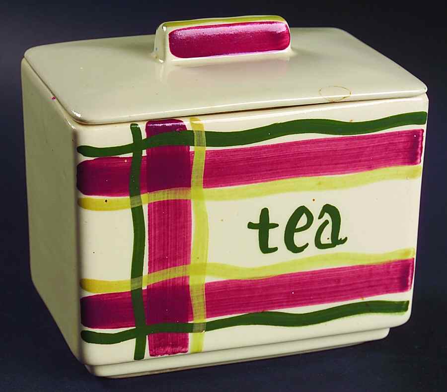 Normandy Plaid Square Tea Canister & Lid by Purinton-1