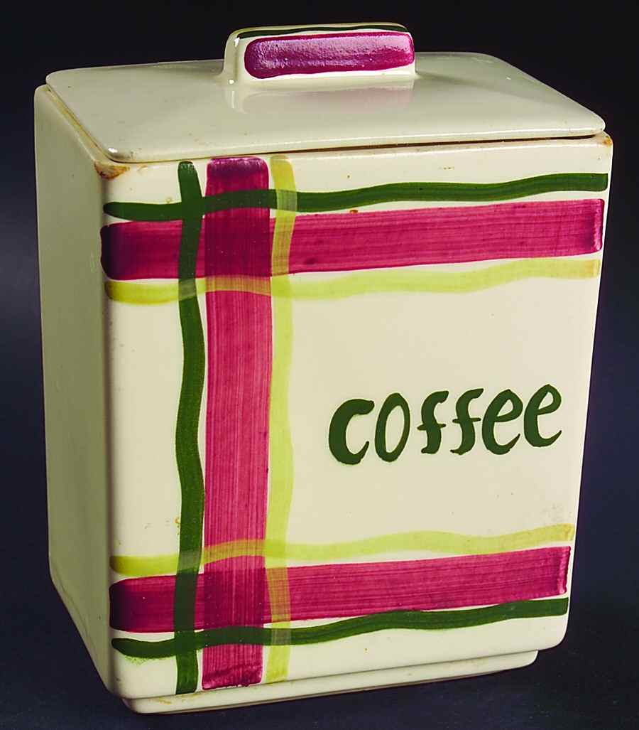 Normandy Plaid Square Coffee Canister & Lid by Purinton-1