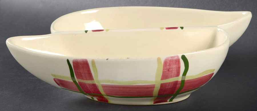 Normandy Plaid 9" Oval Divided Vegetable Bowl by Purinton-1