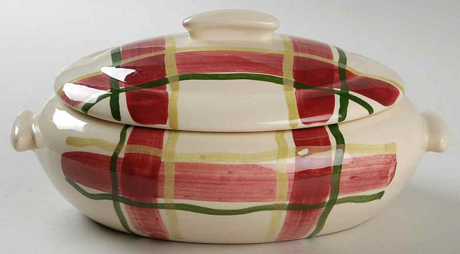 Normandy Plaid Oval Covered Vegetable by Purinton-1