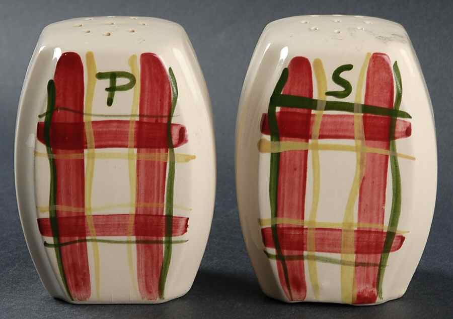 Normandy Plaid Oversized Salt & Pepper Set by Purinton-1