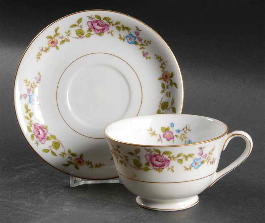 Rose Lane Footed Cup & Saucer Set by Puritan (Japan)-1