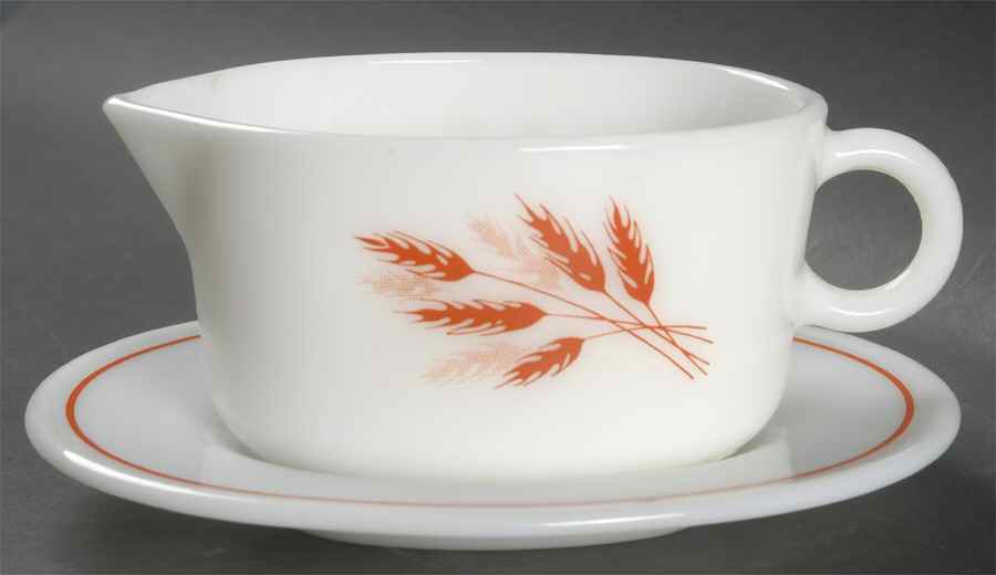 Autumn Harvest Gravy Boat & Underplate by Pyrex-1