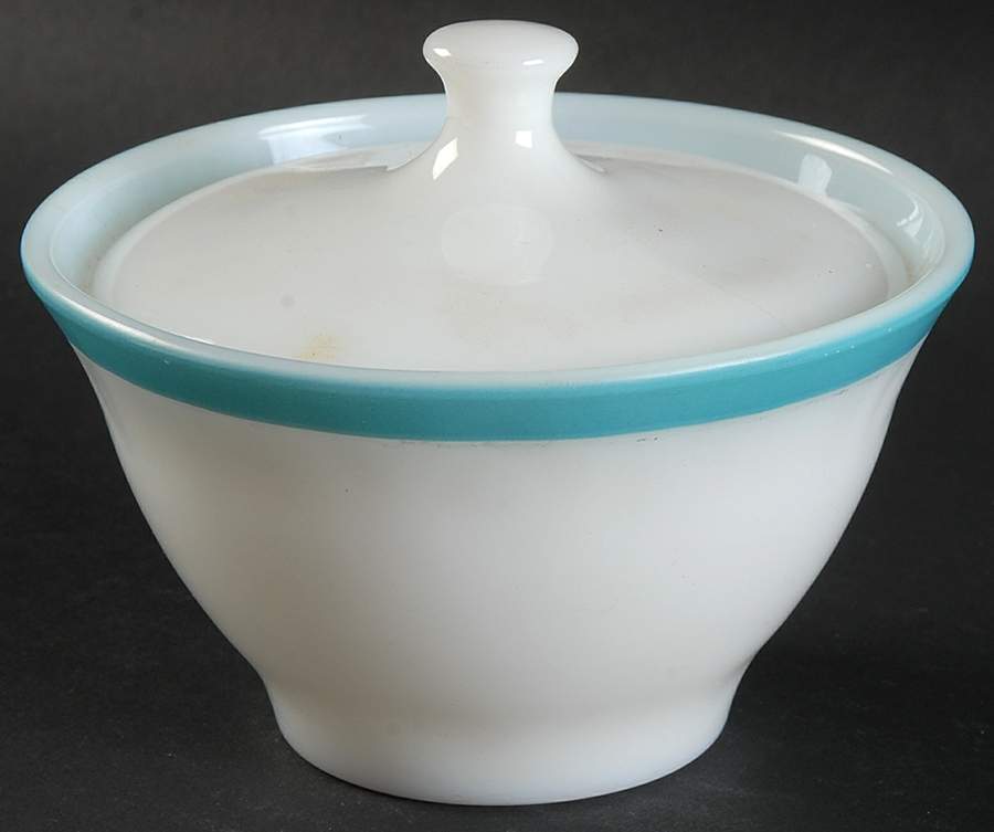 Blue Sugar Bowl & Lid by Pyrex-1