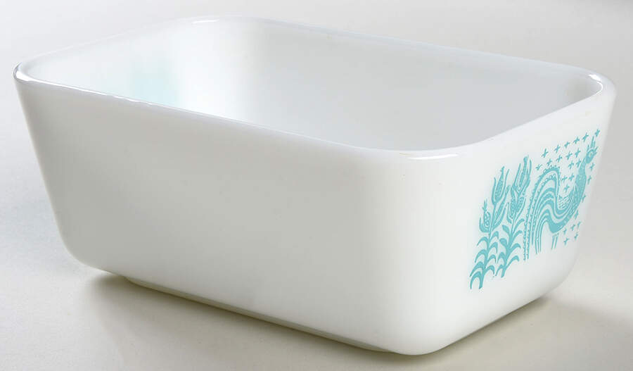 Butterprint Turquoise Medium Refrigerator Jar No Lid by Pyrex-1