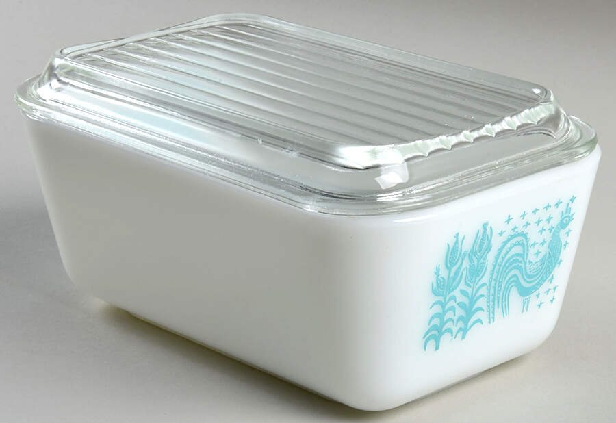 Butterprint Turquoise Medium Refrigerator Jar & Lid by Pyrex-1
