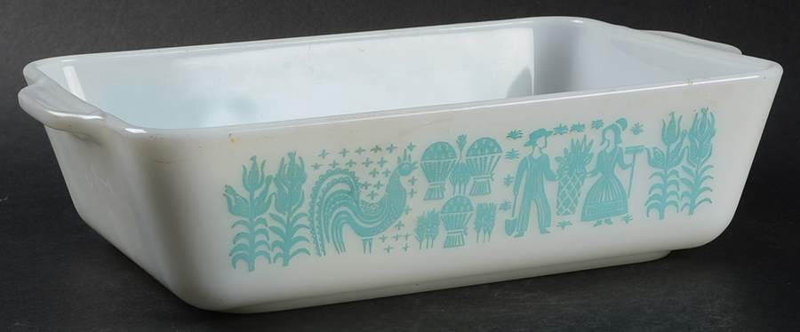 Butterprint Turquoise Large Refrigerator Jar No Lid by Pyrex-1