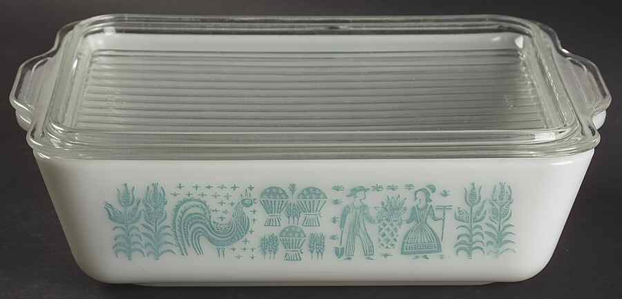 Butterprint Turquoise Large Refrigerator Jar & Lid by Pyrex-1