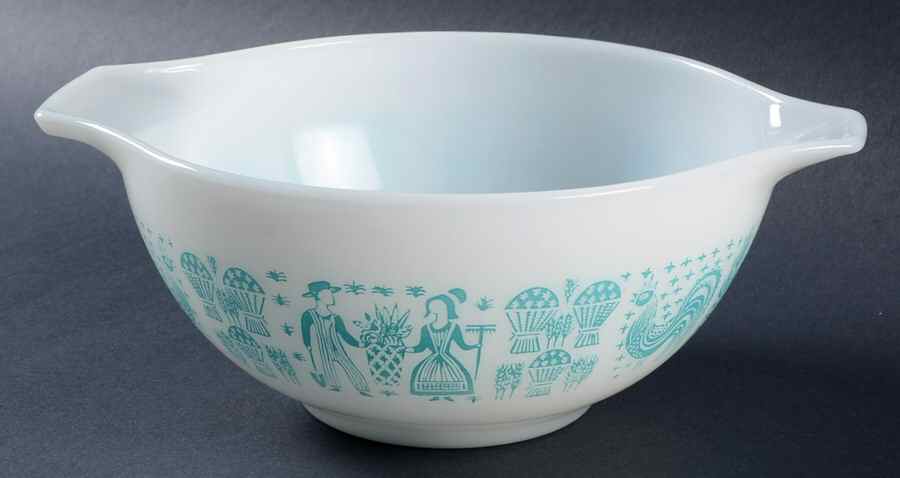 Butterprint Turquoise 9" Cinderella Mixing Bowl by Pyrex-1