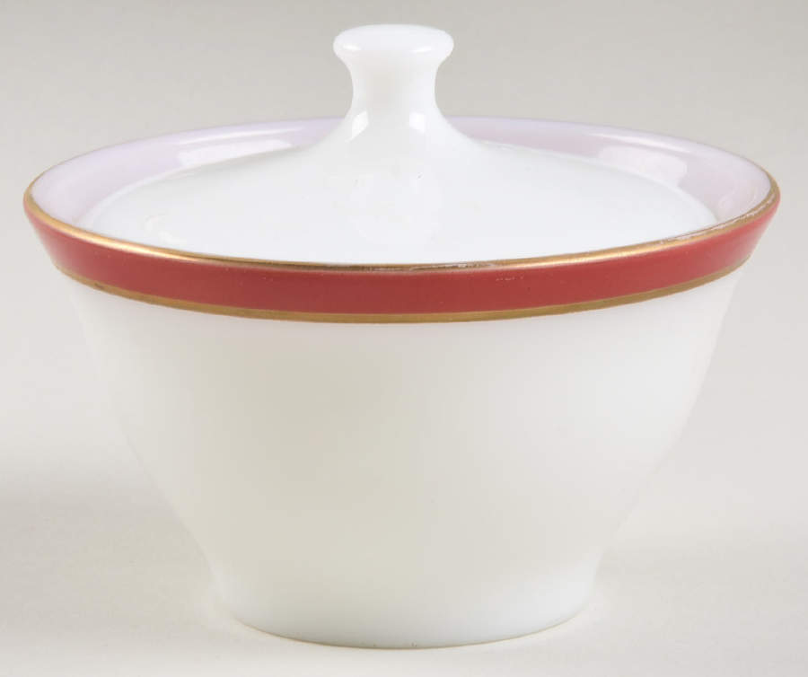 Maroon Gold Sugar Bowl & Lid by Pyrex-1