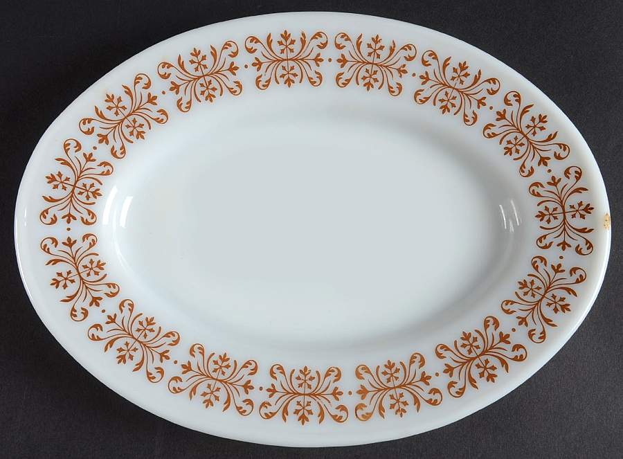 Copper Filigree 9" Oval Serving Platter by Pyrex-1