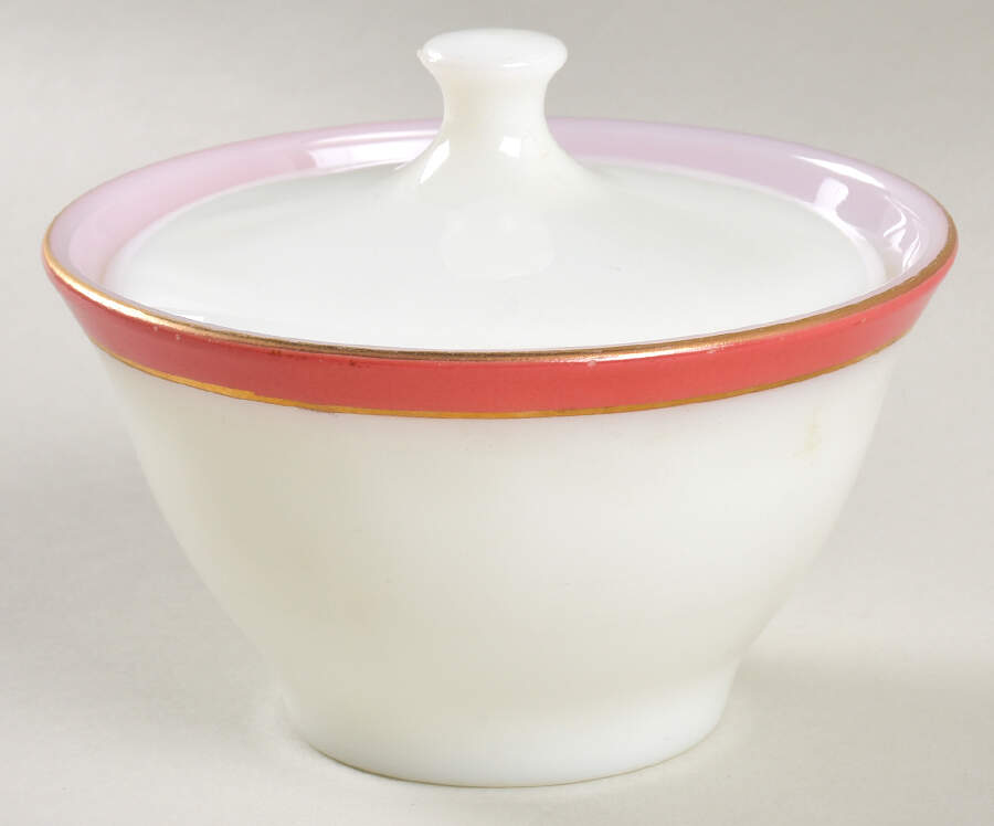 Flamingo Gold Trim Sugar Bowl & Lid by Pyrex-1