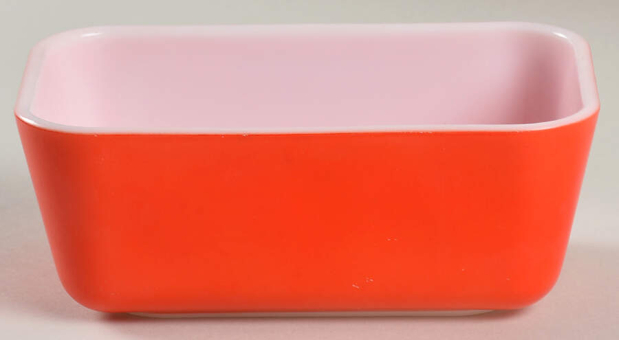 Red Medium Refrigerator Jar No Lid by Pyrex-1