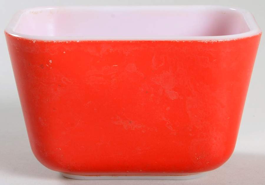 Red Small Refrigerator Jar No Lid by Pyrex-1