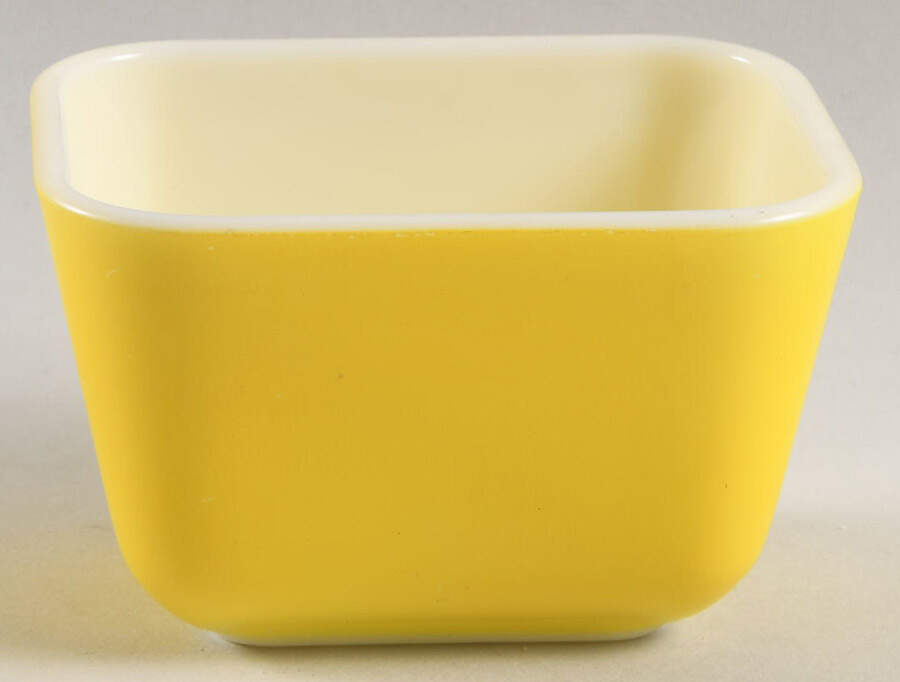 Yellow (Light Pale) Small Refrigerator Jar No Lid by Pyrex-1