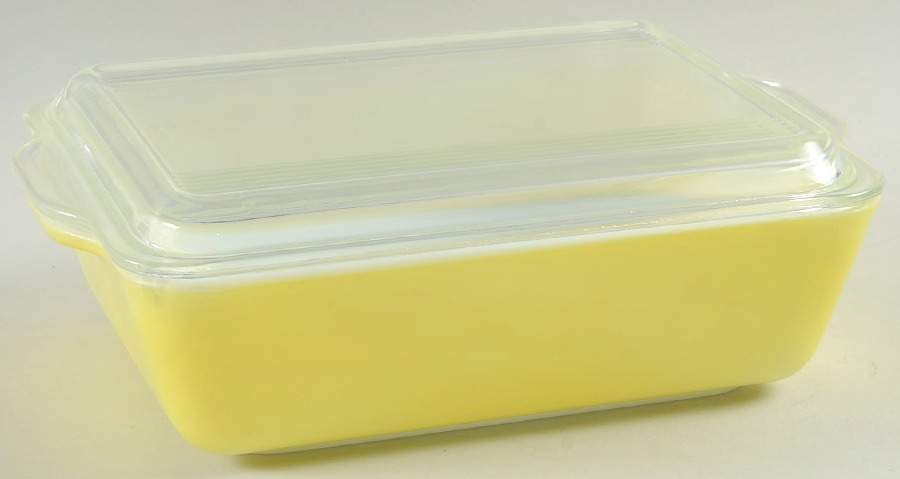Yellow (Light Pale) Large Refrigerator Jar & Lid by Pyrex-1