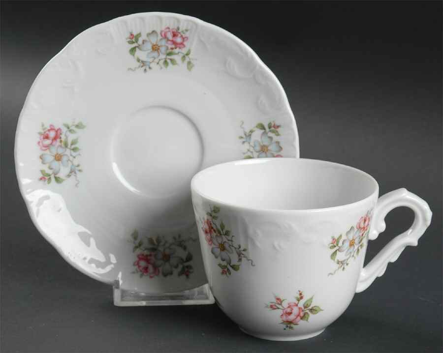 Rose Garden Flat Cup & Saucer Set by Princess House-1