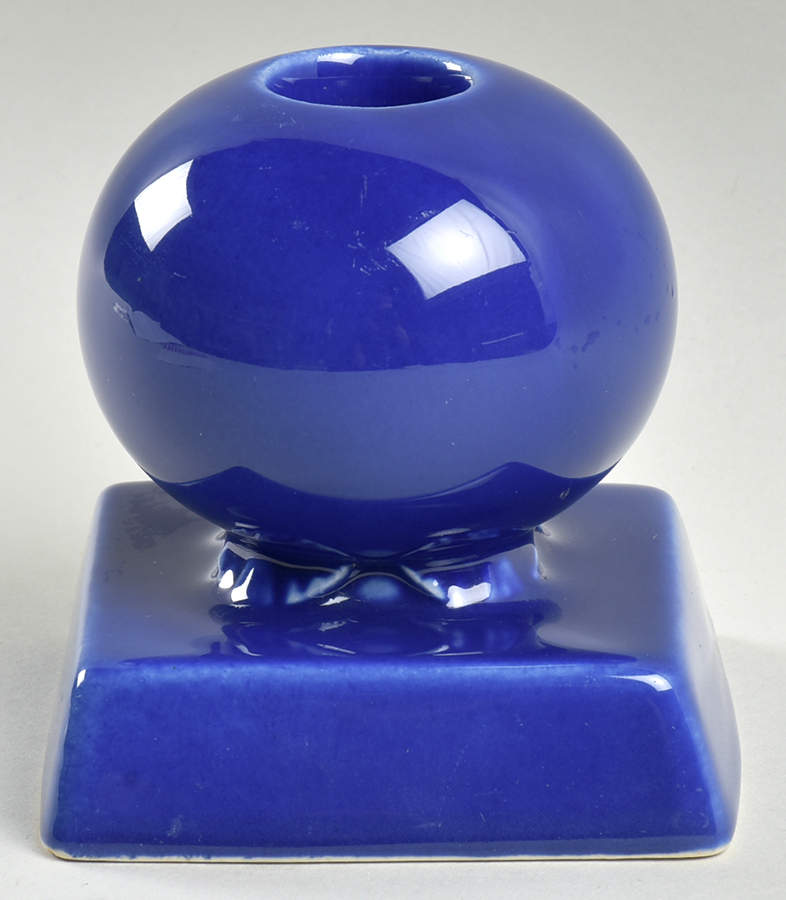 Caliente Sapphire Blue (Shell Crest) Candleholder by Paden City-1